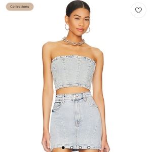 GRLFRND Ciarra Denim Bustier Top in Bel Air